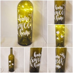 Flaschen-Licht -Home Sweet Home- (mit Zweig)